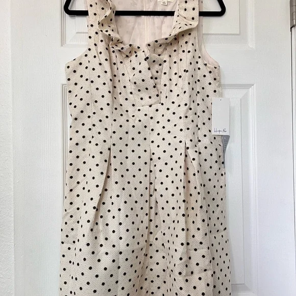Harper Rose 🌹Golden Metallic Polka Dot Fit & Flare Sleeveless Dress w/Pockets - Picture 8 of 8